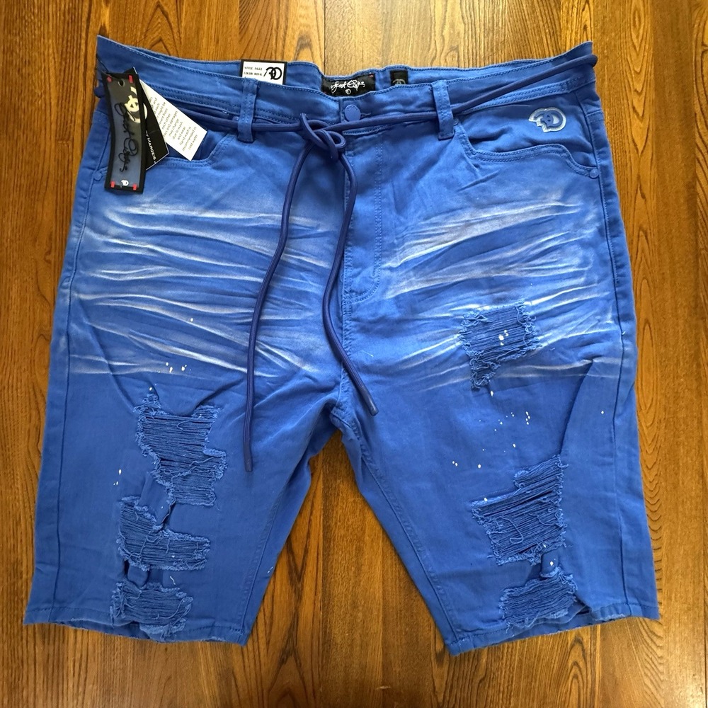 NWT Frost Originals Marqeis Javon Royal Blue Distressed Shorts Men's Size 46
